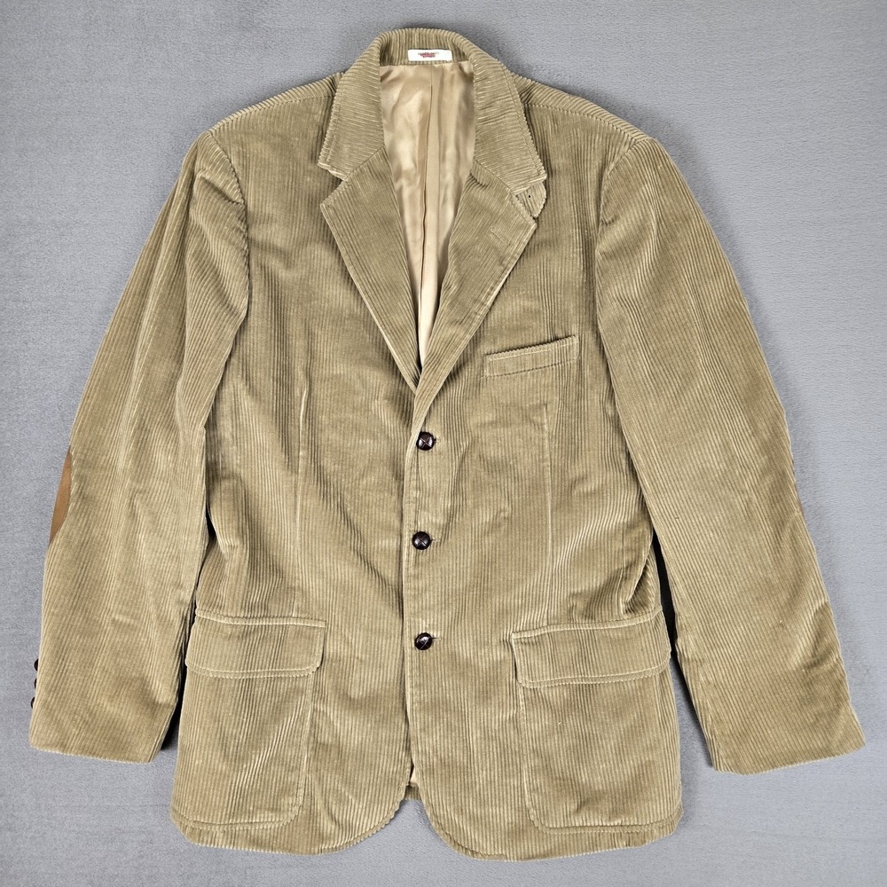 Orvis Mens Corduroy Blazer Mens 44L Elbow Patch Tan Business Professional *READ